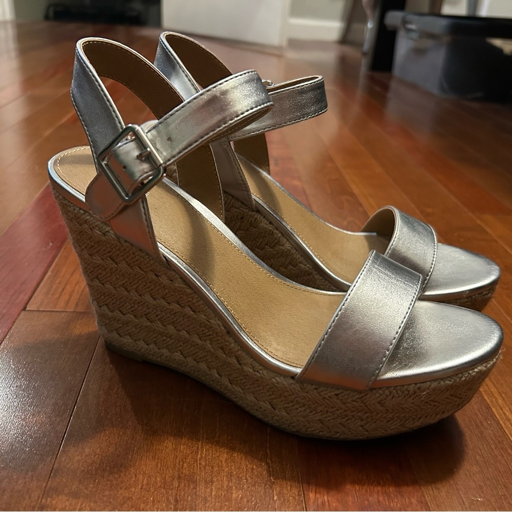 ASOS Silver Espadrille Wedges